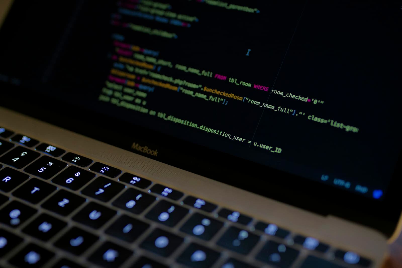 Code on a laptop screen